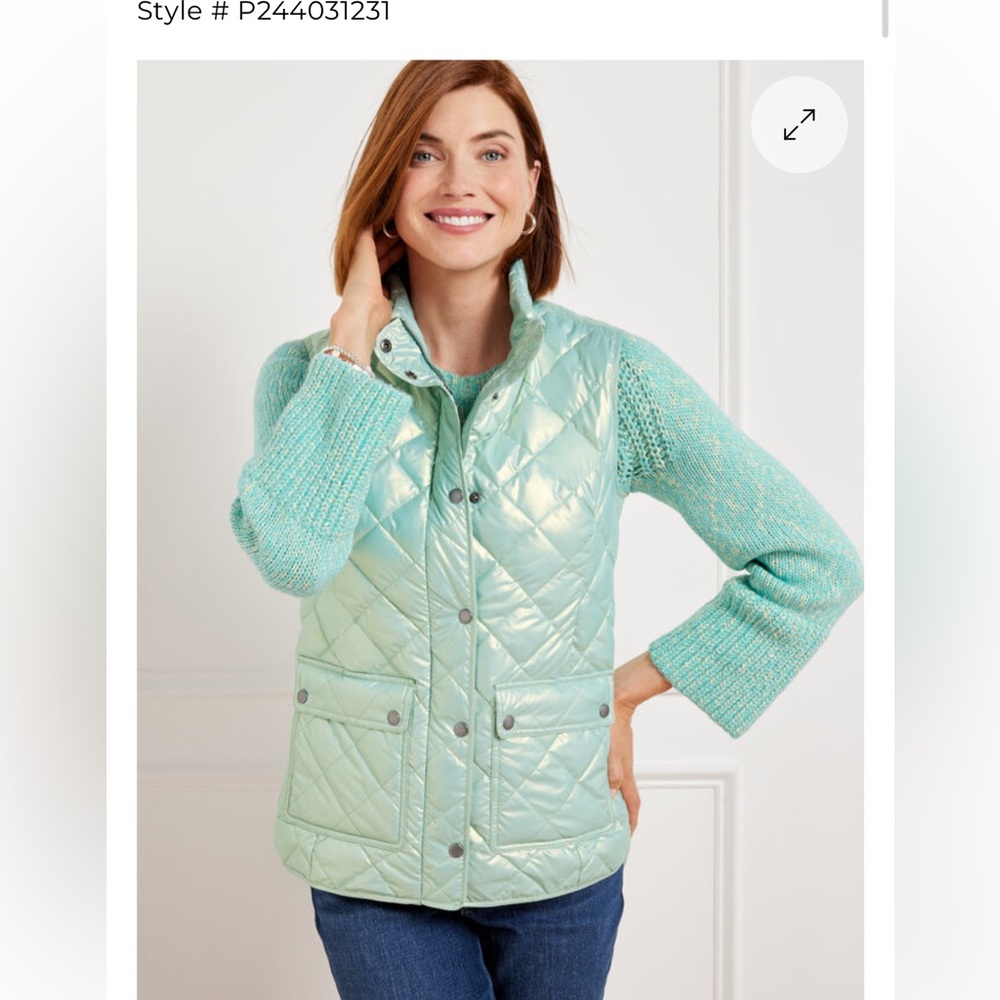 TALBOT’S QUILTED DOWN PUFFER VEST - PEARLIZED SHEEN SNOWBOUND BLUE EXC COND XS
